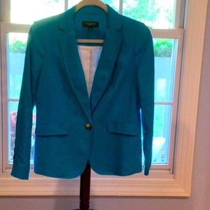 Size 2 Petite,Turquoise Blue Linen Jacket